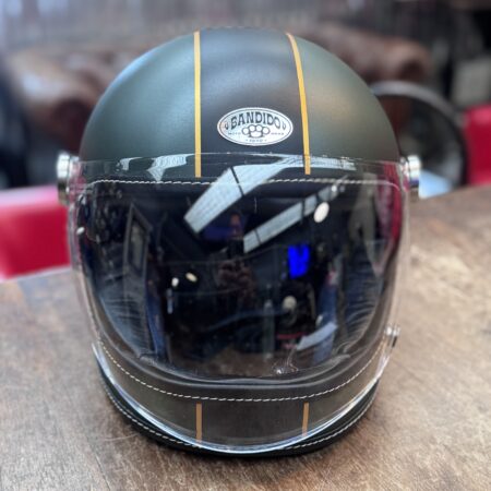 Casco Bárbaro verde línea GT + visor plano abatible