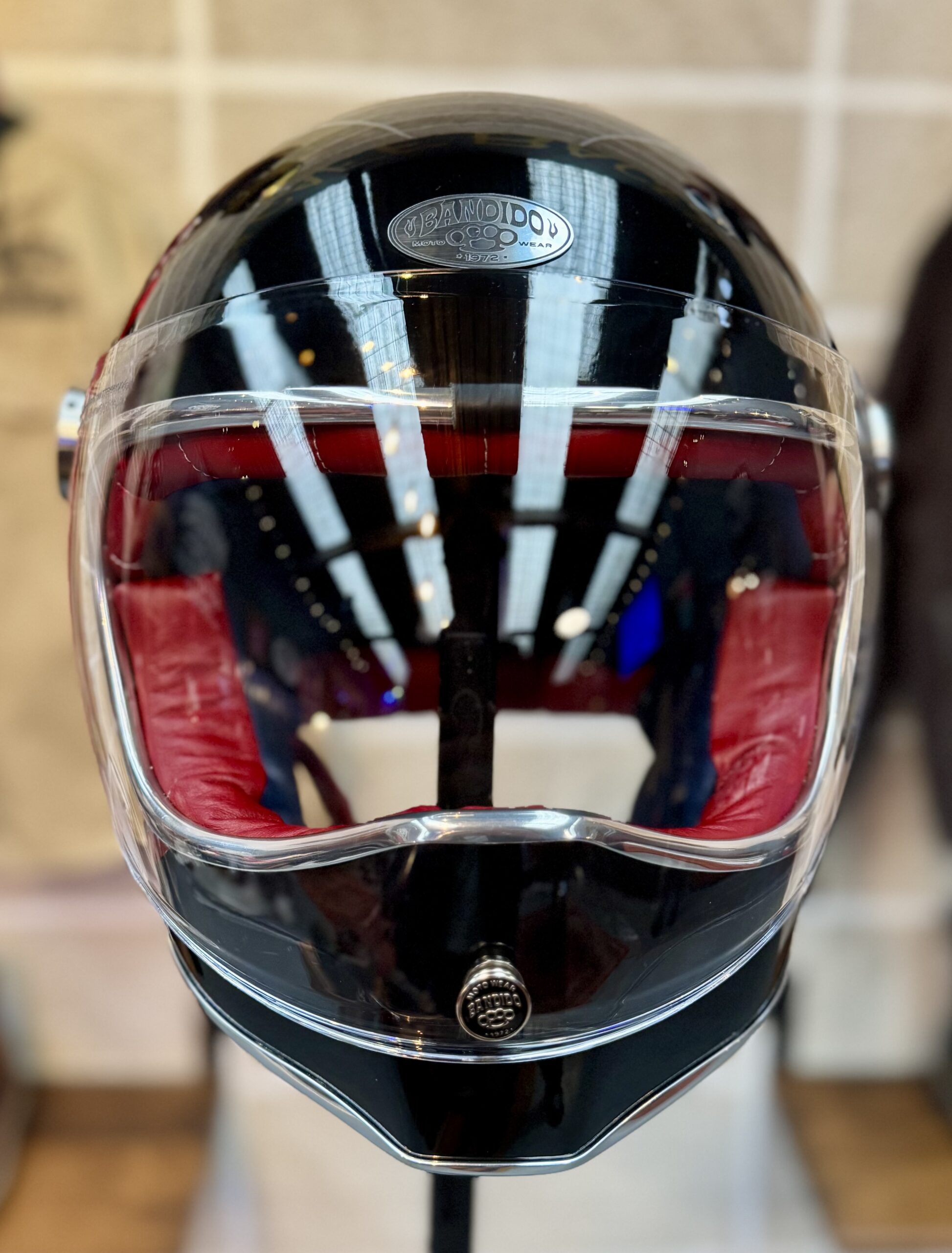 Casco Coyote negro - líneas 80s + visor plano abatible - Image 4